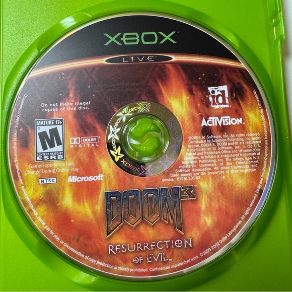 Doom 3: Resurrection of Evil (Microsoft Xbox, 2005) CIB, Original Label, Tested - Picture 4 of 7